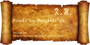 Kovács Menyhért névjegykártya